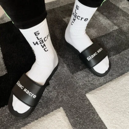 Chaussettes Blanc Nacre à logo