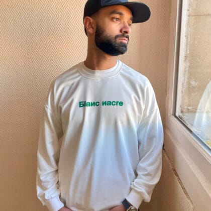 Sweat blanc oversize col rod